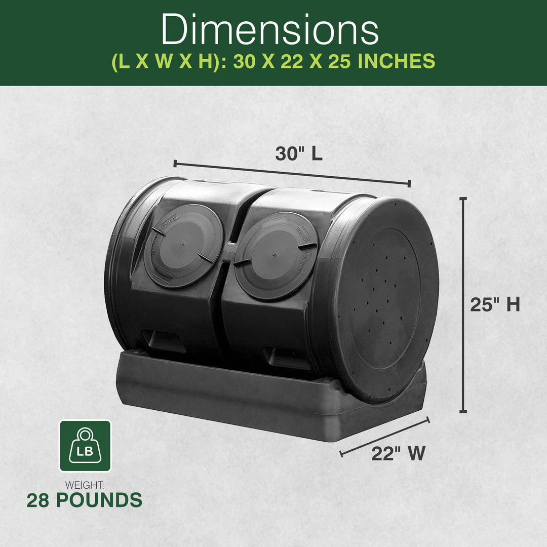 Good Ideas Compost Wizard Garden Duel Tumbler Compost Container, Black (Used)