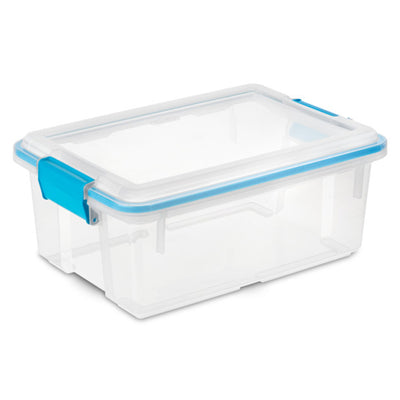 Sterilite 12 Qt Plastic Storage Bin Container Clear Gasket Sealed Box, (6 Pack)