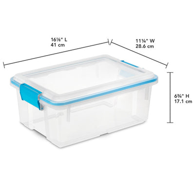 Sterilite 12 Qt Plastic Storage Bin Container Clear Gasket Sealed Box, (6 Pack)