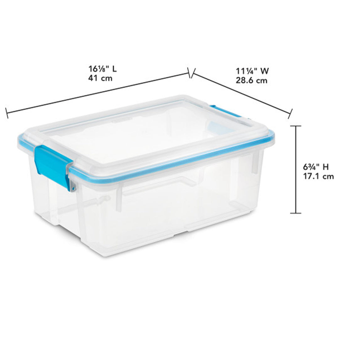 Sterilite 12 Qt Plastic Storage Bin Container Clear Gasket Sealed Box, (24 Pack)