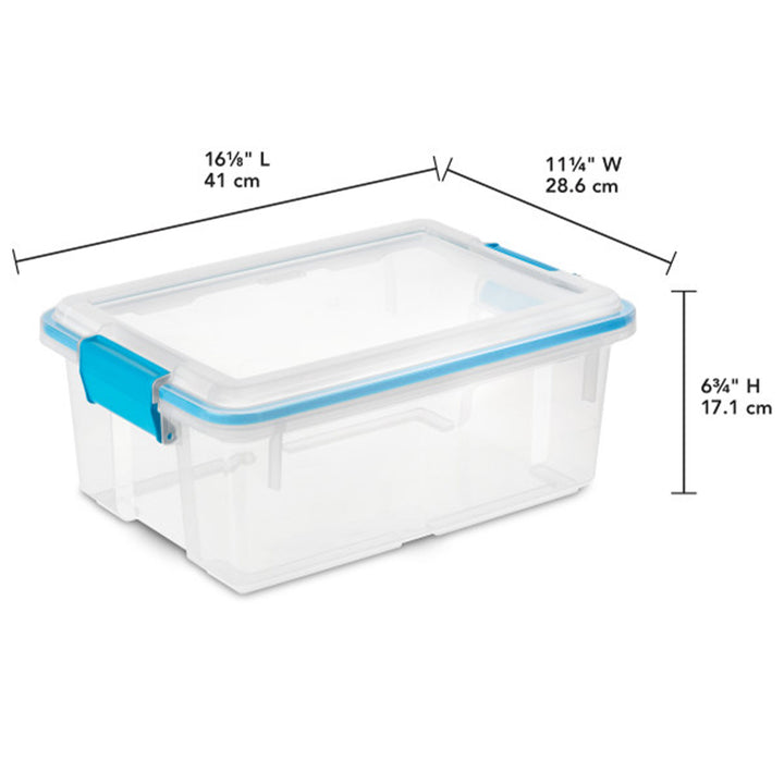 Sterilite 12 Qt Plastic Storage Bin Container Clear Gasket Sealed Box, (18 Pack)