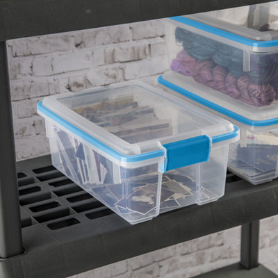 Sterilite 12 Qt Plastic Storage Bin Container Clear Gasket Sealed Box (6 Pack)