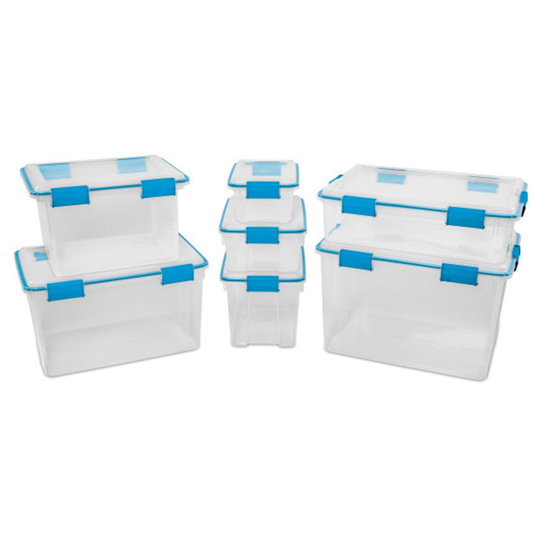 Sterilite 12 Qt Plastic Storage Bin Container Clear Gasket Sealed Box, (24 Pack)