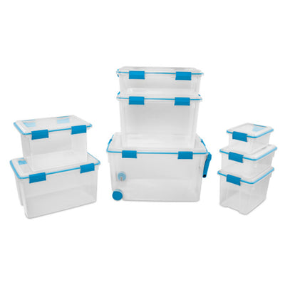 Sterilite 12 Qt Plastic Storage Bin Container Clear Gasket Sealed Box, (24 Pack)