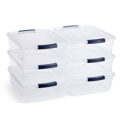 Rubbermaid Cleverstore 16 Quart Plastic Storage Tote Container with Lid (6 Pack) - VMInnovations