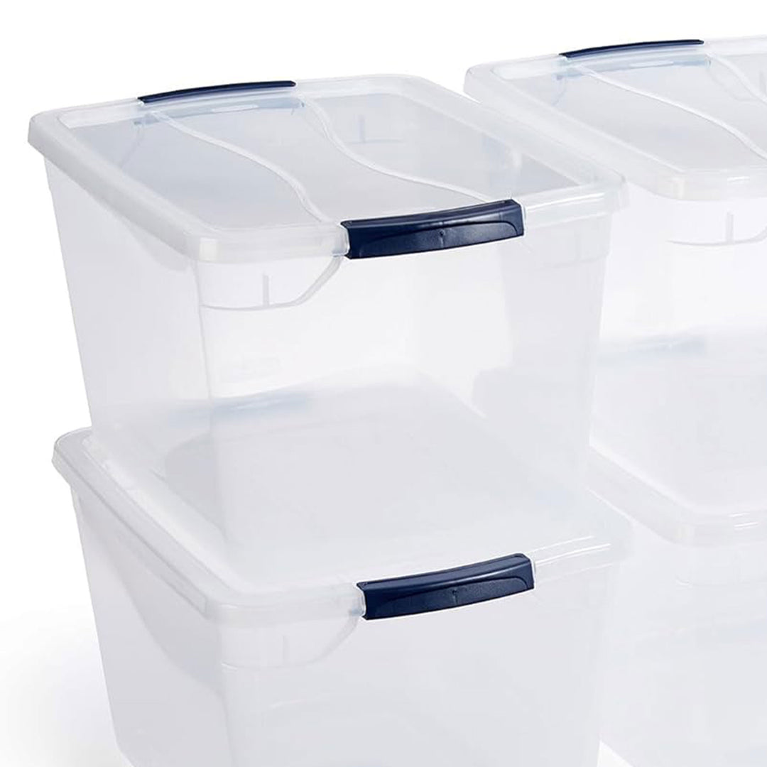 Rubbermaid Cleverstore 32 Quart Plastic Storage Tote Container with Lid (6 Pack)