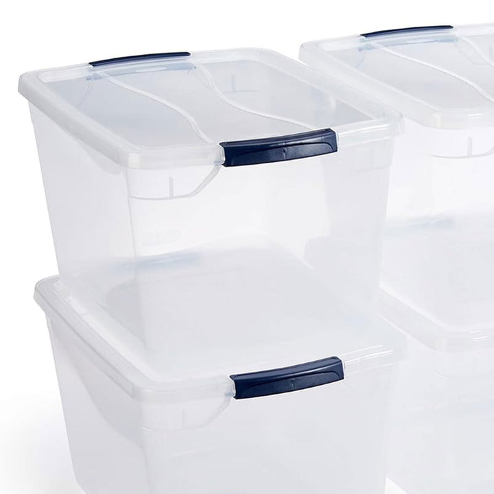 Rubbermaid 30 Quart Plastic Storage Tote Container with Lid (6 Pack) (Used)