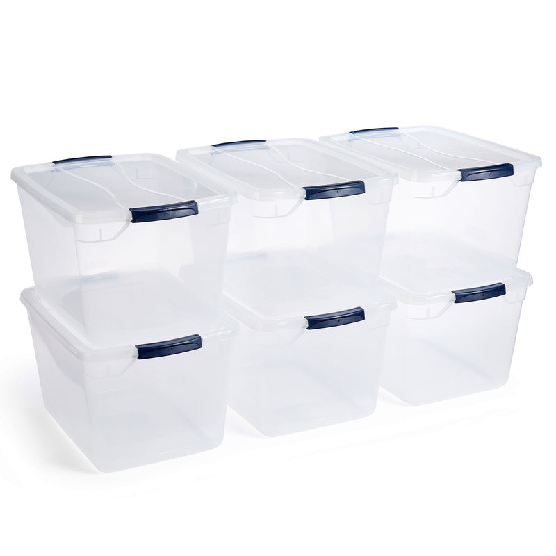 Rubbermaid Cleverstore 30 Quart Plastic Storage Tote Container with Lid (6 Pack)