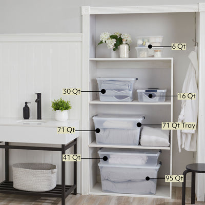 Rubbermaid 30 Quart Plastic Storage Tote Container with Lid (6 Pack) (Used) - VMInnovations