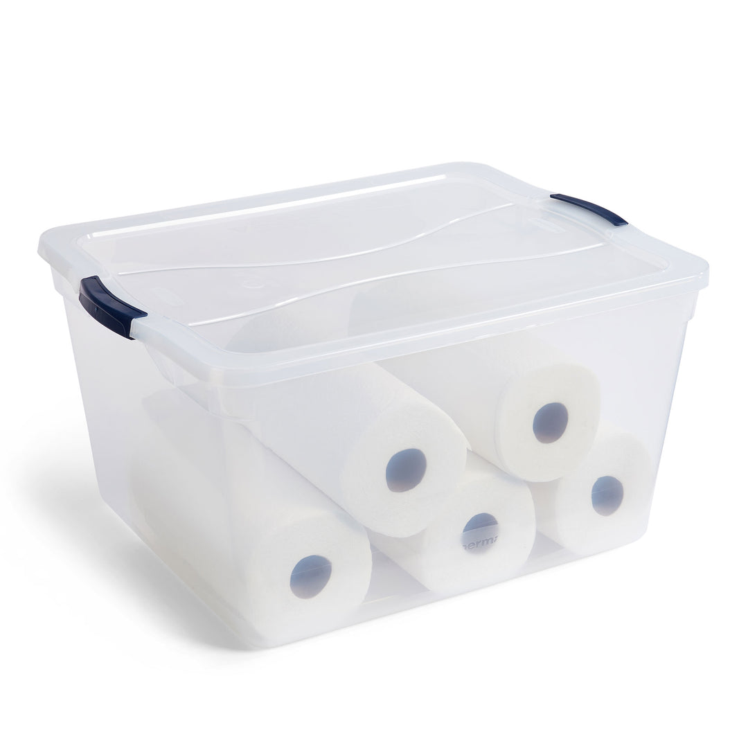 Rubbermaid Cleverstore 74 Qt Latching Plastic Storage Container & Lid (8 Pack)