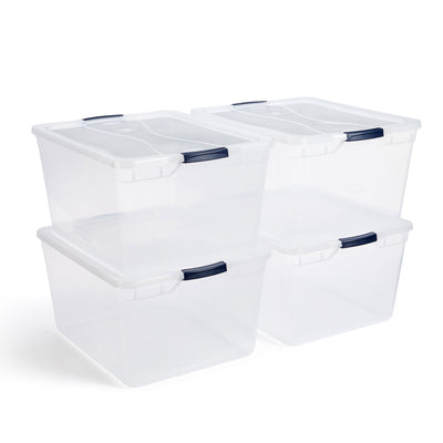 Rubbermaid Cleverstore 71 Qt Latching Plastic Container & Lid (4 Pack)(Open Box)