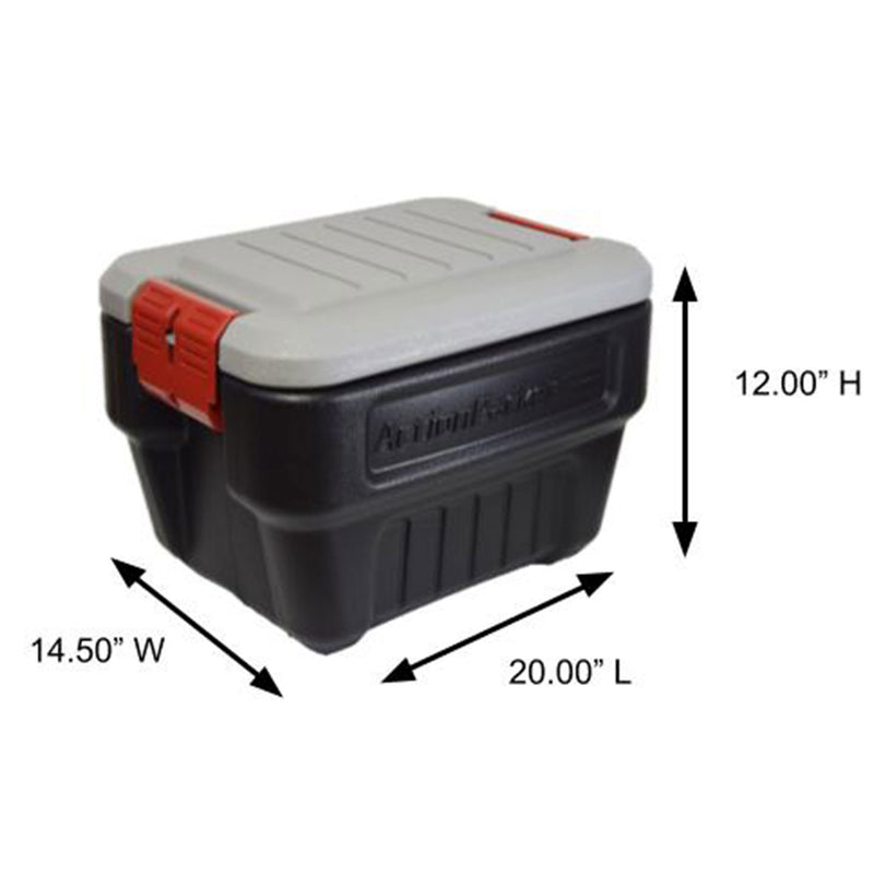 Rubbermaid 8 Gallon Lockable Latch Plastic Storage Container Box, Black (4 Pack)