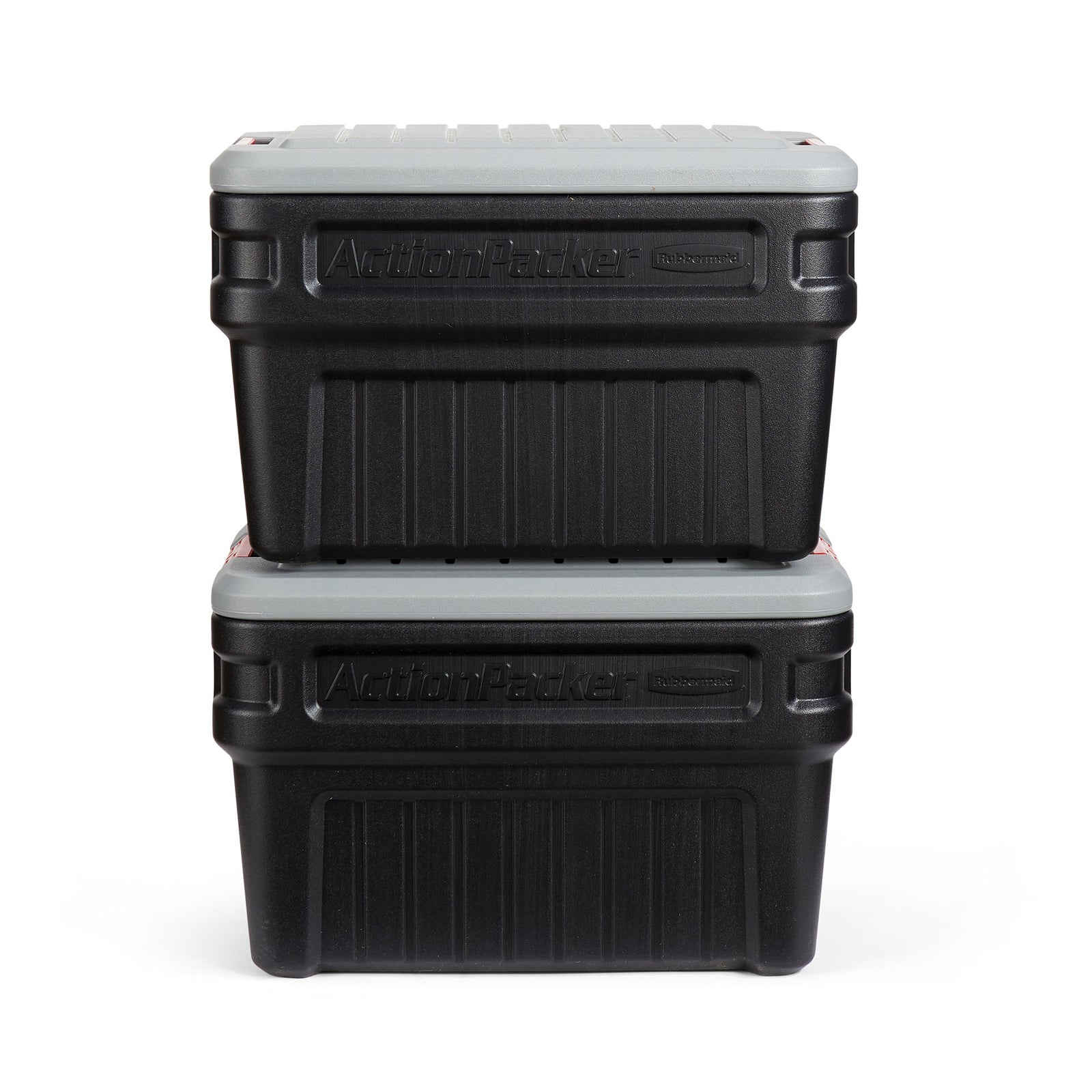Rubbermaid 24 Gal Action Packer Lockable Latch Storage Container, Black (2 Pack) - VMInnovations