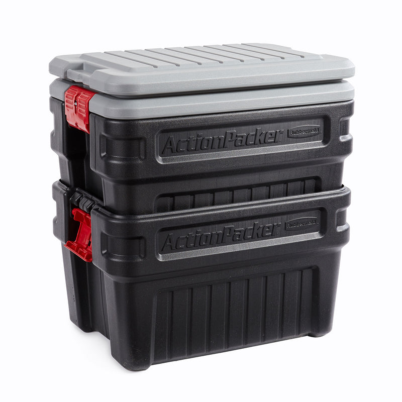 Rubbermaid 24 Gal Action Packer Lockable Latch Storage Container (2 Pack) (Used)