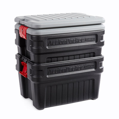 Rubbermaid 24 Gal Action Packer Lockable Latch Storage Container (2 Pack) (Used) - VMInnovations