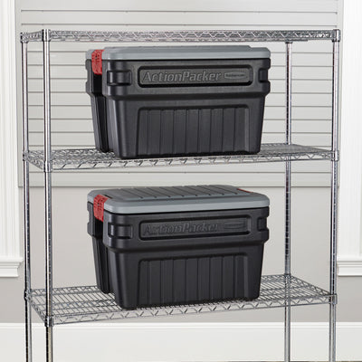 Rubbermaid 24 Gal Lockable Latch Storage Container, Black (2 Pack) (Open Box)