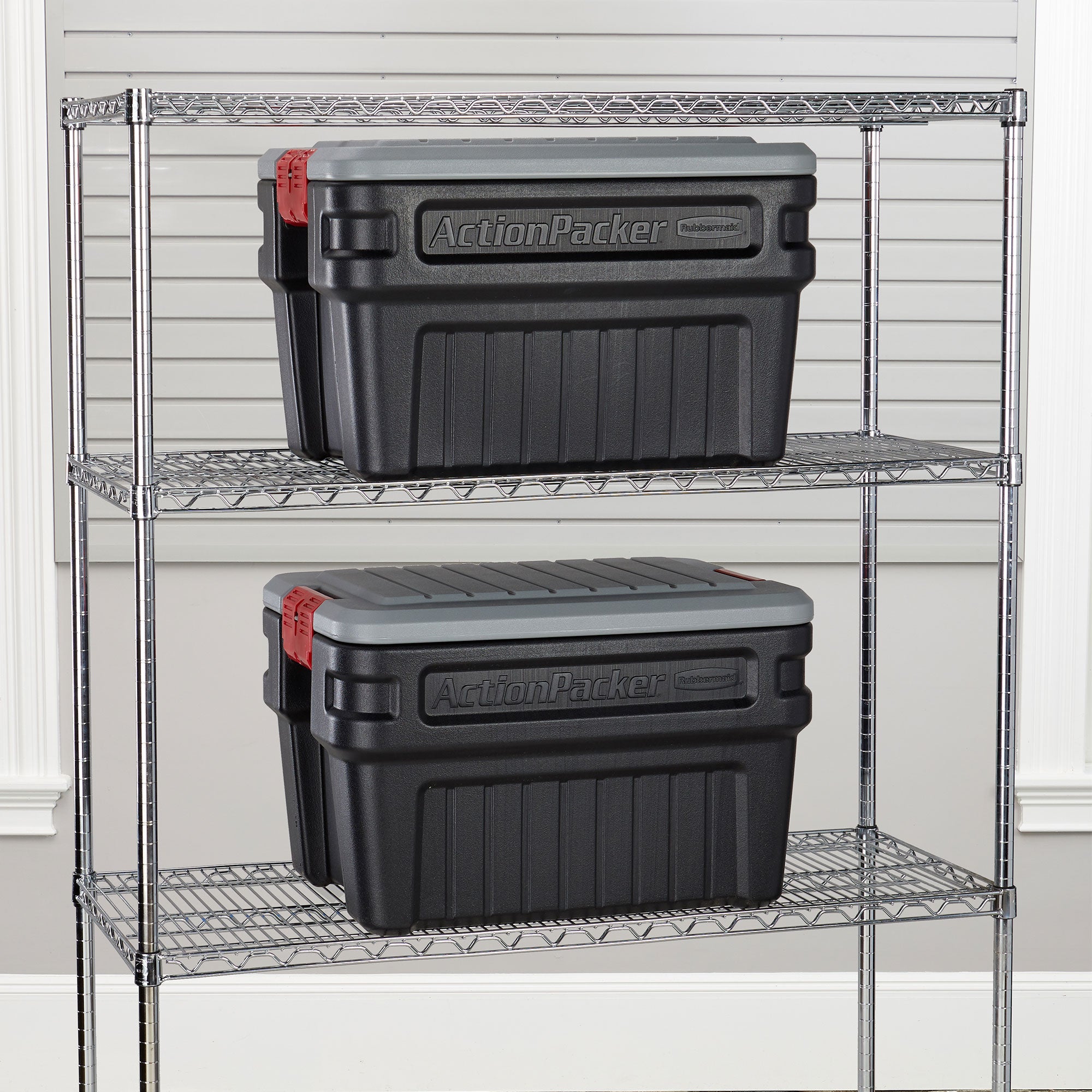 Rubbermaid 24 Gal Action Packer Lockable Latch Storage Container (2 Pack) (Used) - VMInnovations