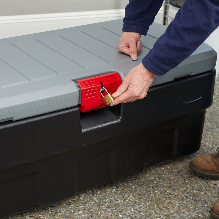Rubbermaid 48 Gallon Action Packer Lockable Latch Storage Box, Black (Used) - VMInnovations