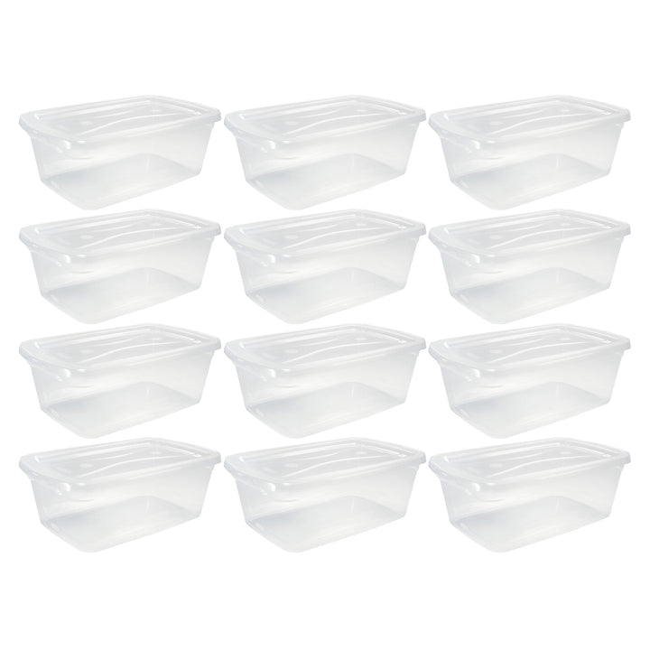 Rubbermaid 6 Qt Clear Plastic Indoor Storage Tub Tote Container & Lid, 12 Pack