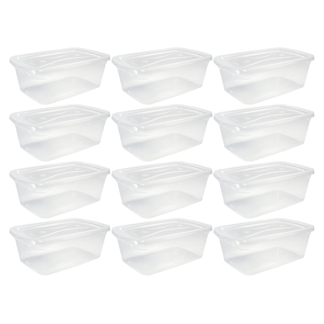 Rubbermaid 6 Qt Plastic Storage Tote Container & Lid, Clear (12 Pack) (Open Box)
