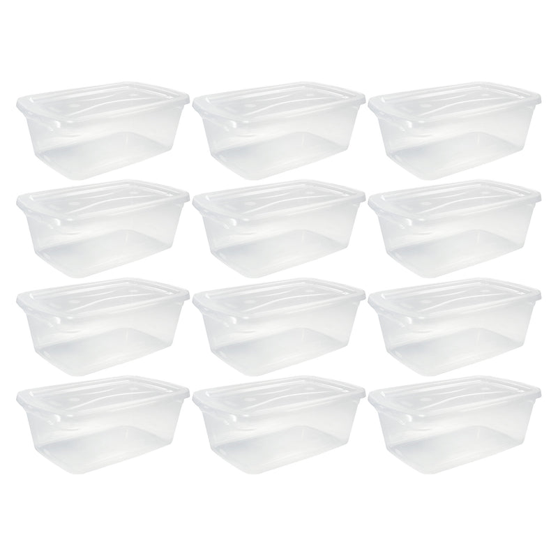 Rubbermaid 6 Qt Latching Plastic Storage Container & Lid, Clear (12 Pack) (Used)