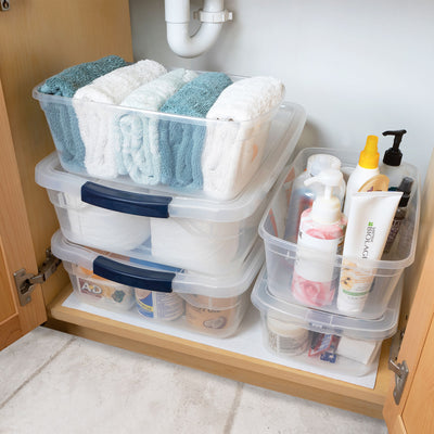 Rubbermaid 6 Qt Latching Plastic Storage Container & Lid, Clear (12 Pack) (Used) - VMInnovations