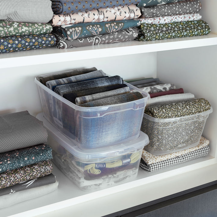 Rubbermaid 6 Qt Plastic Storage Tote Container & Lid, Clear (12 Pack) (Open Box) - VMInnovations