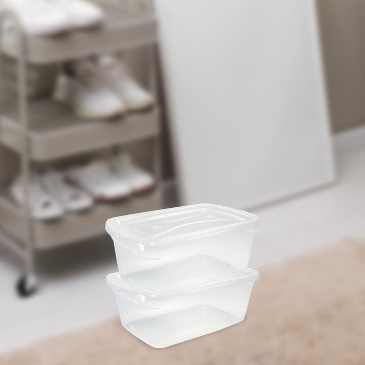 Rubbermaid 6 Qt Plastic Storage Tote Container & Lid, Clear (12 Pack) (Open Box)