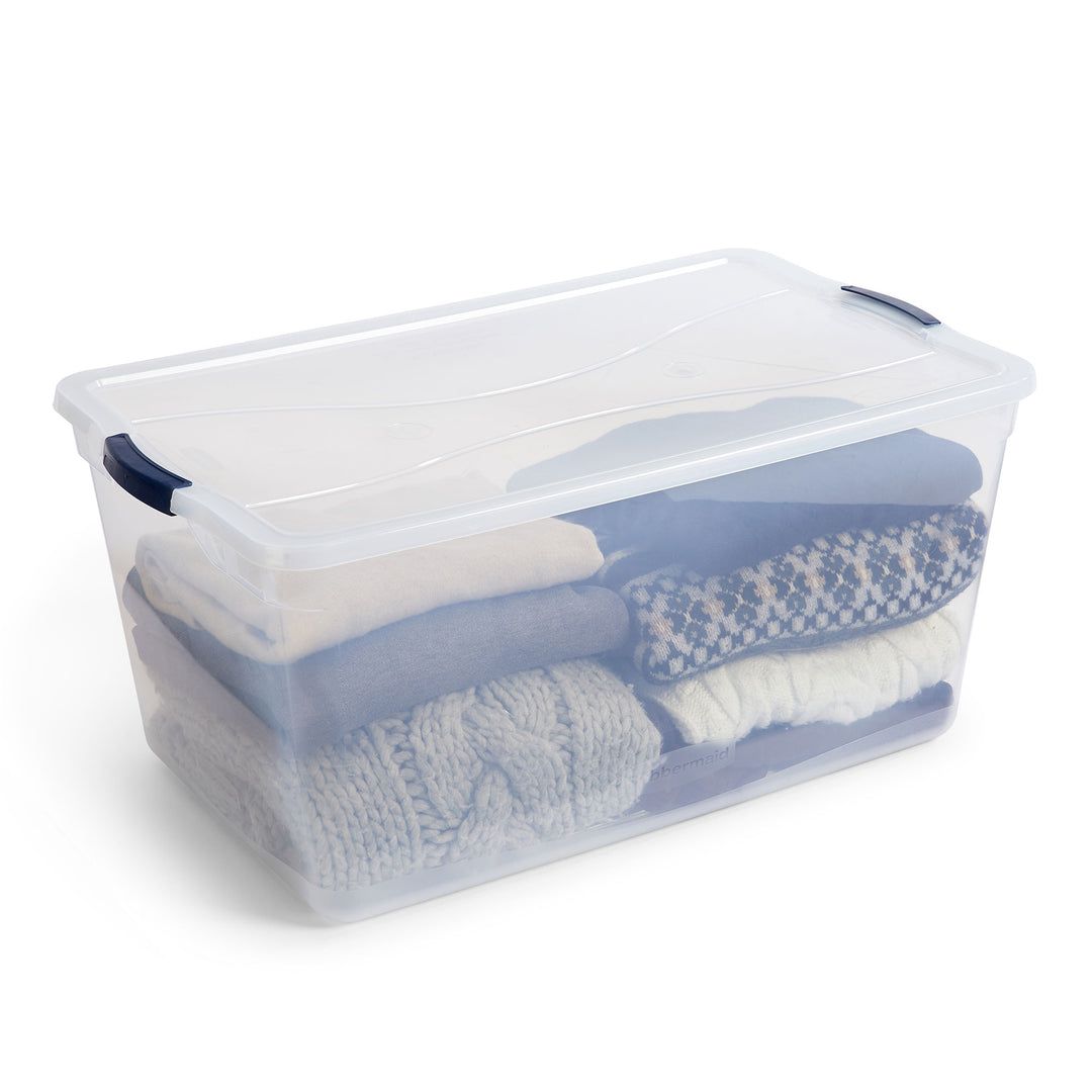 Cleverstore 95 Quart Clear Plastic Storage Container & Lid, (4 Pack) (Used) - VMInnovations