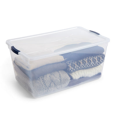 Rubbermaid Cleverstore 95 Quart Latching Plastic Storage & Lid, 4 Pack(Open Box)