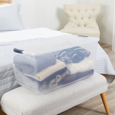 Rubbermaid Cleverstore 95 Quart Latching Plastic Storage & Lid, 4 Pack(Open Box) - VMInnovations