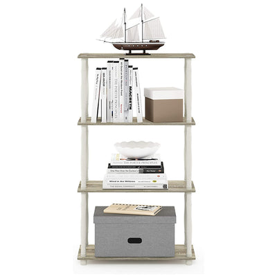 Furinno Turn-N-Tube 4 Tier Multipurpose Open Wood Display Shelf, Oak and White