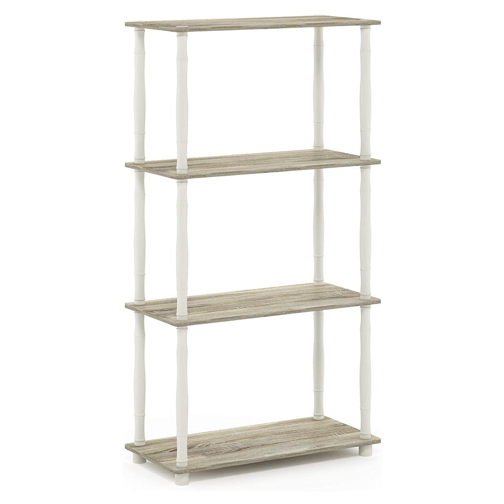 Furinno Turn-N-Tube 4 Tier Multipurpose Open Wood Display Shelf, Oak and White
