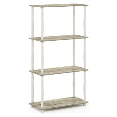 Furinno Turn-N-Tube 4 Tier Multipurpose Open Wood Display Shelf, Oak and White
