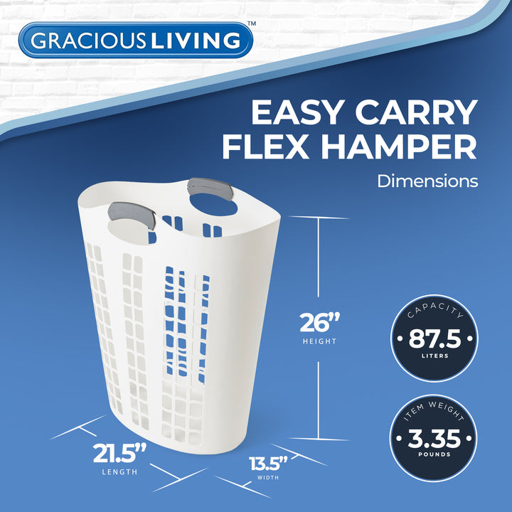 Gracious Living Easy Carry Flex Hamper, Ventilated Laundry Basket with Handles