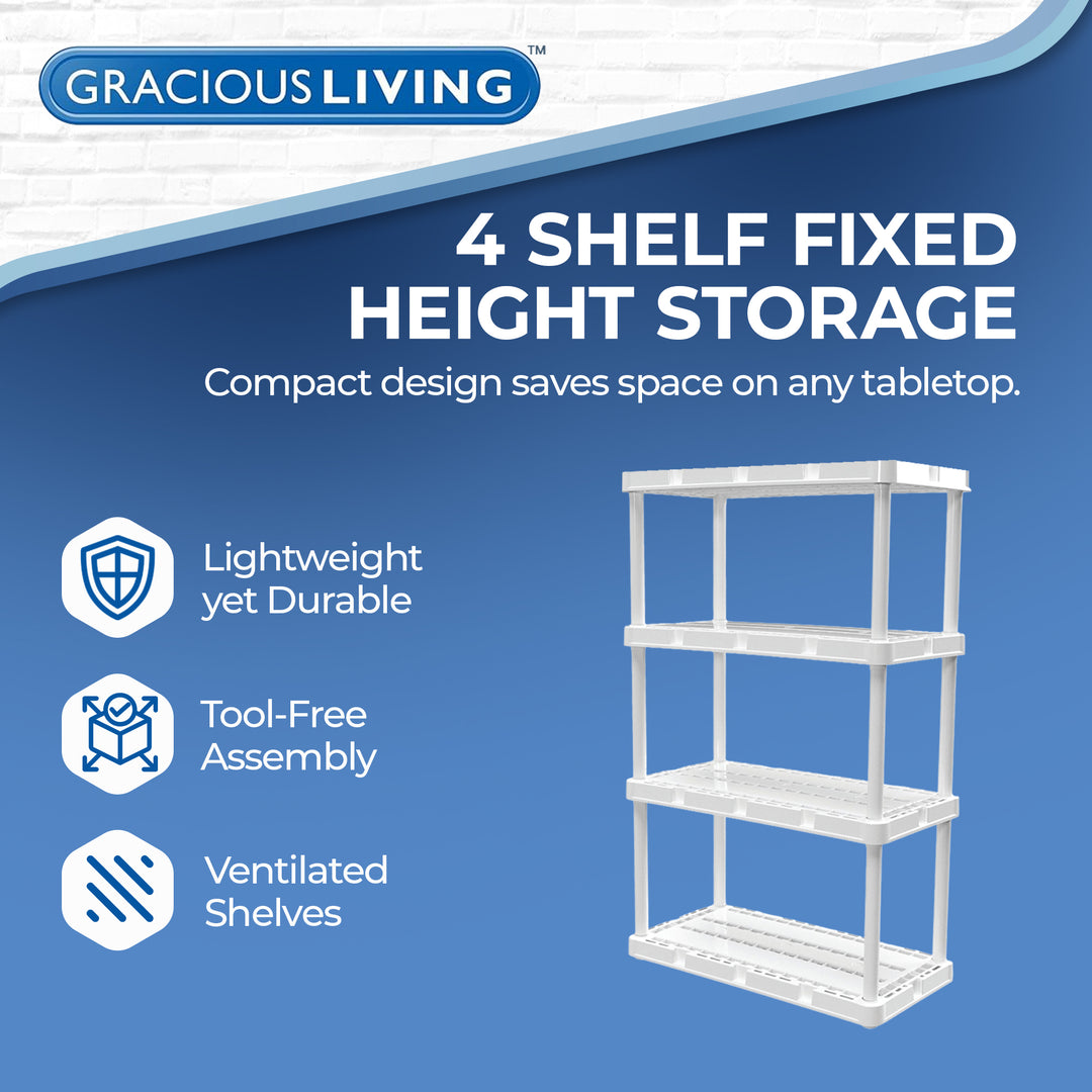 Gracious Living XL 4 Shelves Knect-A-Shelf Ventilated Heavy Duty Shelving Unit