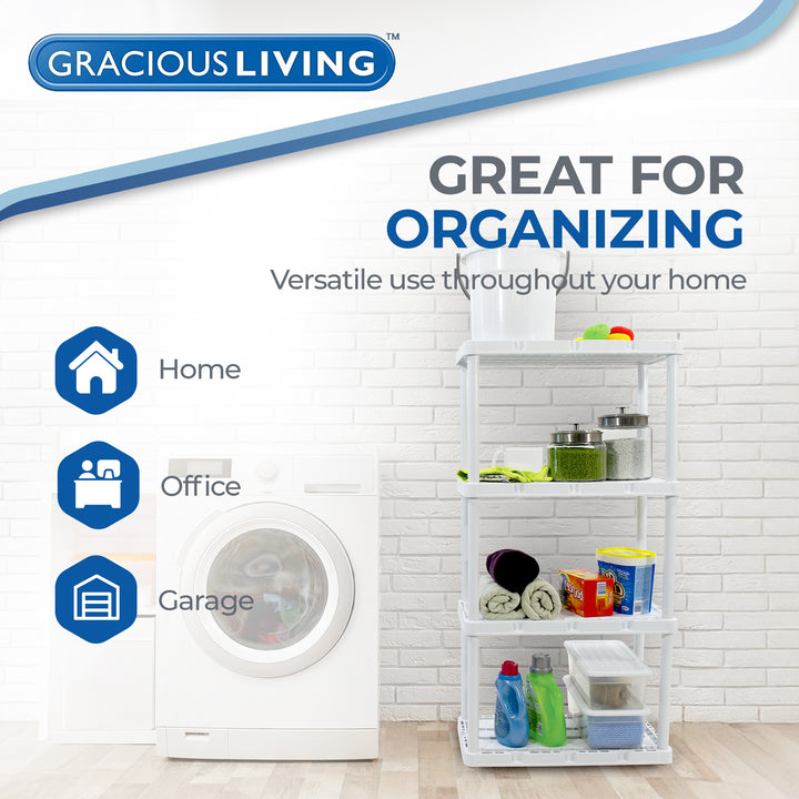 Gracious Living XL 4 Shelves Knect-A-Shelf Ventilated Heavy Duty Shelving Unit