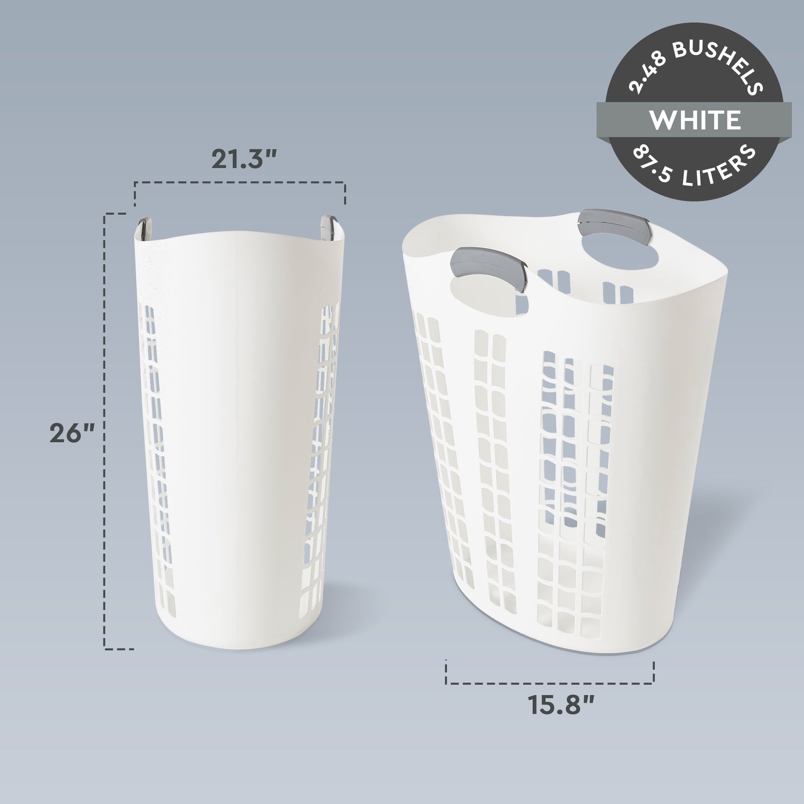 Gracious Living Easy Carry Flex 87 L Plastic Laundry Hamper, White (3 Pack) - VMInnovations
