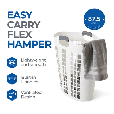 Gracious Living Easy Carry Flex 87 L Plastic Clothes Laundry Hamper White (Used) - VMInnovations