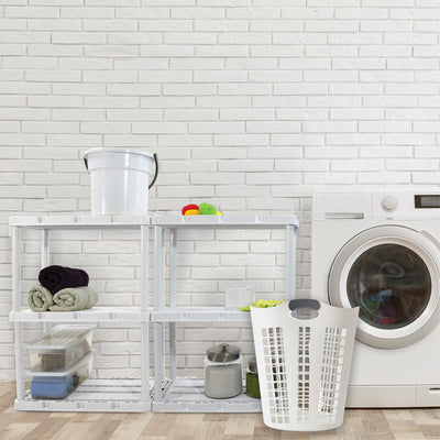 Gracious Living Flex 87 L Plastic Dirty Clothes Laundry Hamper, White (Damaged)