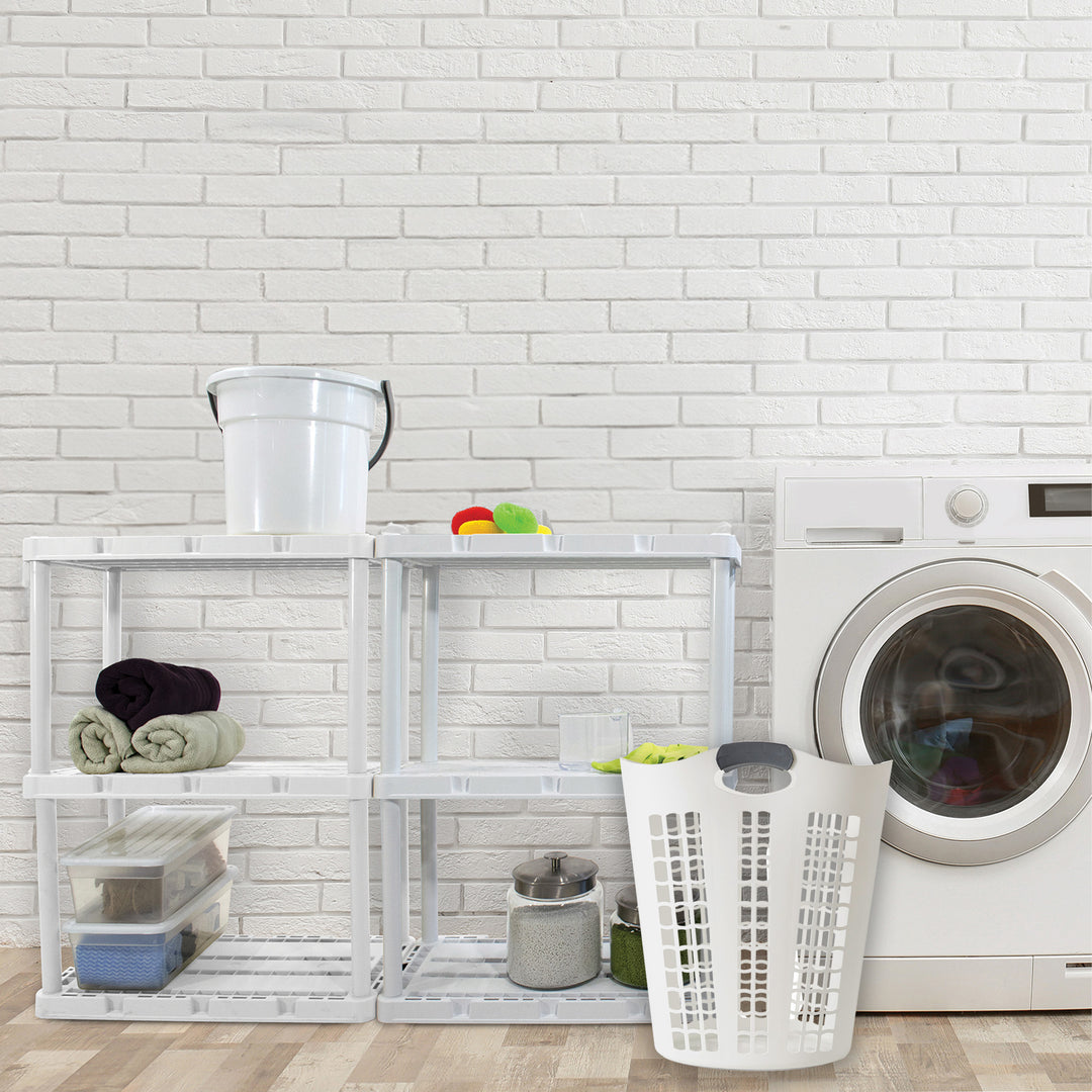 Gracious Living Easy Carry Flex Hamper, Ventilated Laundry Basket with Handles