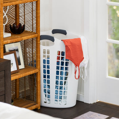 Gracious Living Easy Carry Flex 87 L Plastic Laundry Hamper, White (3 Pack)