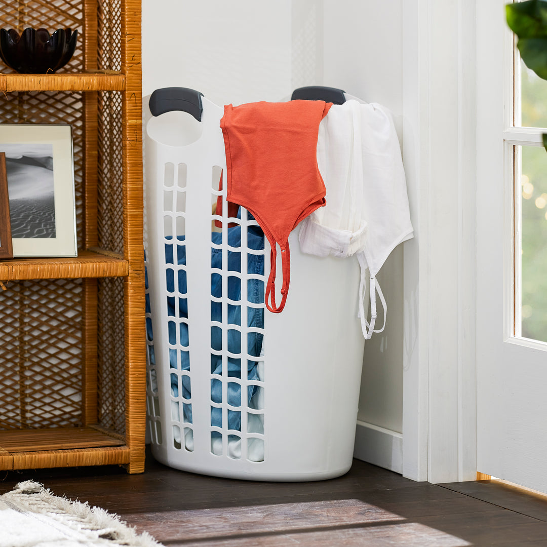 Gracious Living Easy Carry Flex 87 L Plastic Laundry Hamper, White (3 Pack)