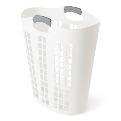 Gracious Living Easy Carry Flex 87 L Plastic Laundry Hamper, White (2 Pack)