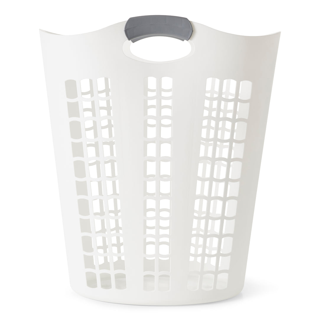 Gracious Living Easy Carry Flex 87 L Plastic Laundry Hamper, White (2 Pack)