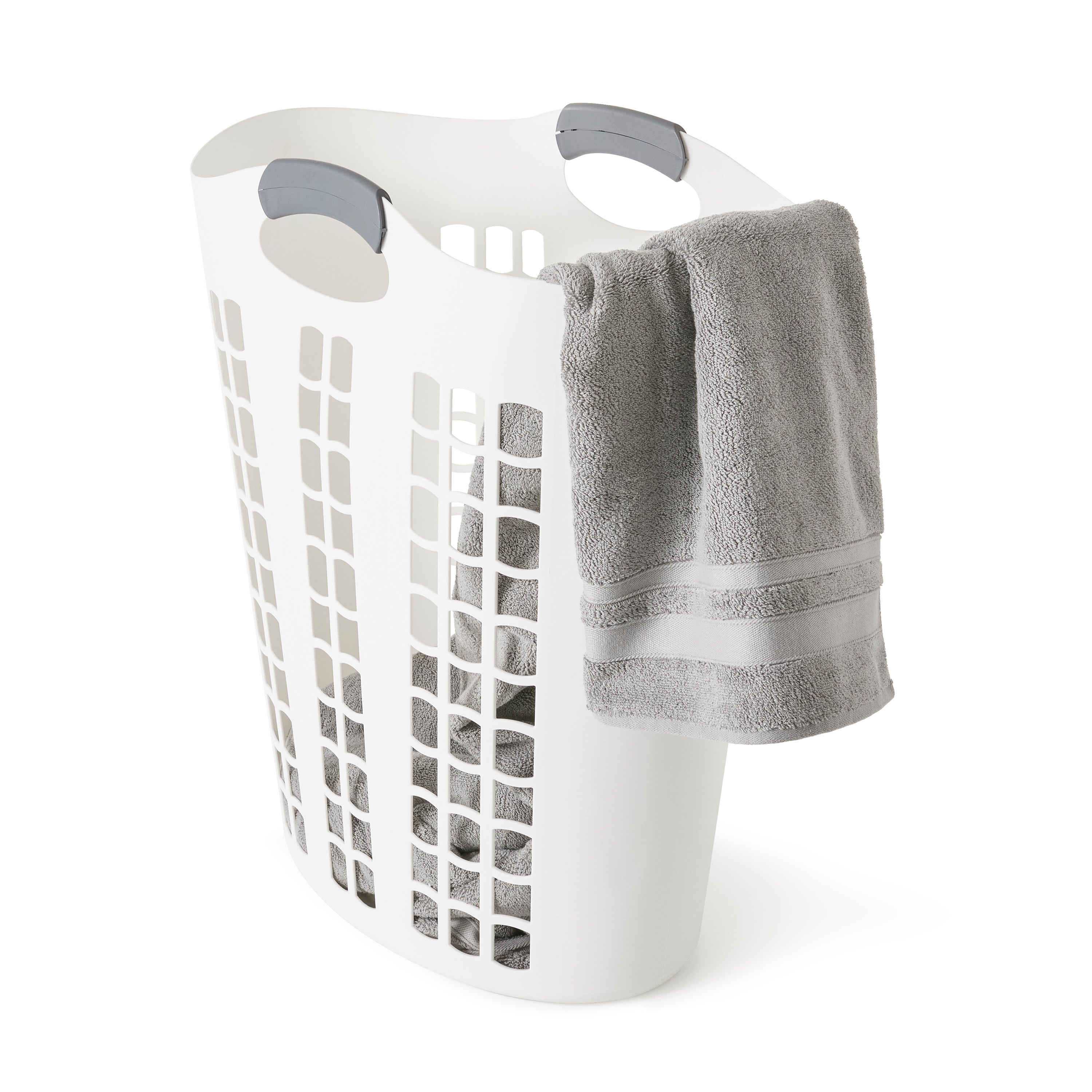 Gracious Living Flex 87 L Plastic Dirty Clothes Laundry Hamper, White (Damaged) - VMInnovations