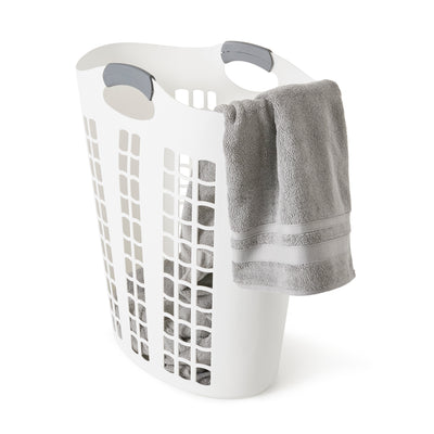 Gracious Living Flex 87 L Plastic Dirty Clothes Laundry Hamper, White (Damaged) - VMInnovations