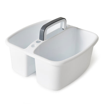 Gracious Living Small Divided Home Storage Tote Cleaning Caddy w/Handle, White