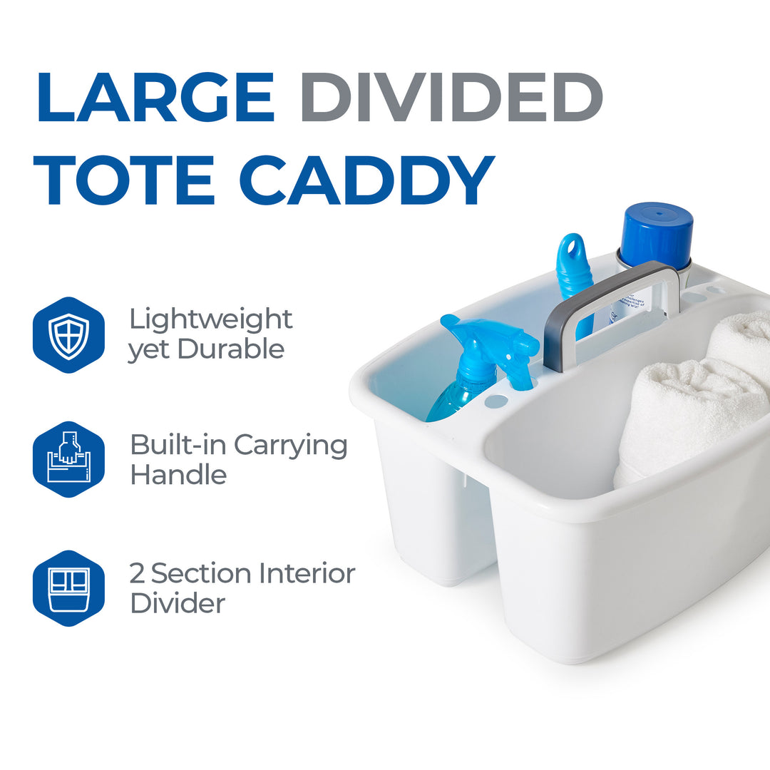 Gracious Living Large Home Storage Caddy, White w/Gray Carry Handle (Open Box)