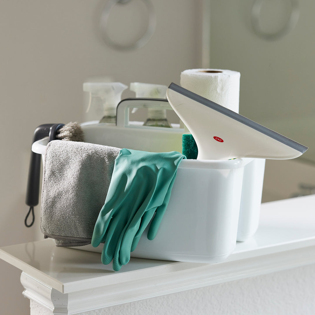 Gracious Living Large Home Storage Caddy, White w/Gray Carry Handle (Open Box) - VMInnovations